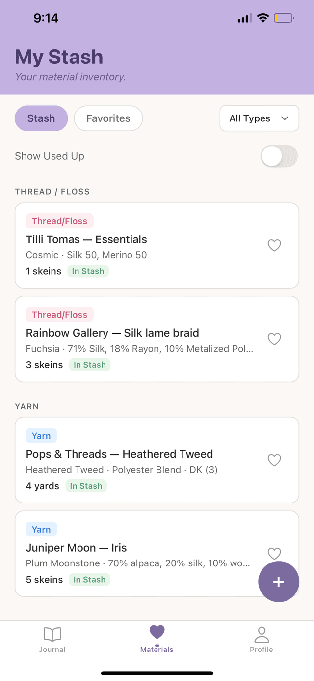 Material stash